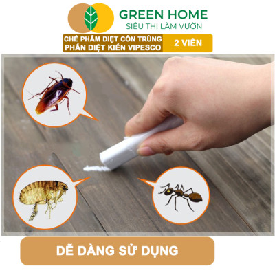 Phấn Diệt Kiến Và Côn Trùng Vipesco, GreenHome, Hộp 2 Viên, Diệt Trừ Kiến, Gián, Rận, Rệp, Bọ Chét,.