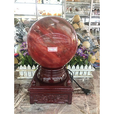 Bi đèn xoay phong thủy đá núi lửa đỏ nặng 13 kg