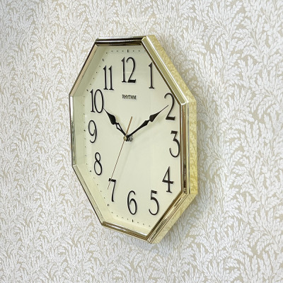 Đồng hồ treo tường Nhật Bản Rhythm CMG614CR18. KT 30.0 x 30.0 x 4.2cm, 636g. Vỏ nhựa, dùng PIN.