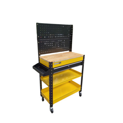 XE ĐẨY DỤNG CỤ 1 NGĂN KÉO CÓ MẶT BÀN BẰNG GỖ VÀ TẤM TREO