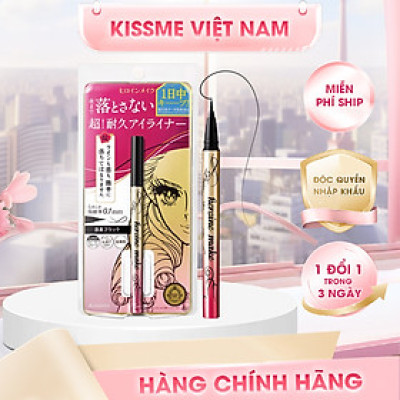 Bút Kẻ Mắt Nước Không Lem Không Trôi Nét Kẻ Siêu Mãnh Kissme Heroine Make Eyeline Màu Đen (0.4 mL)