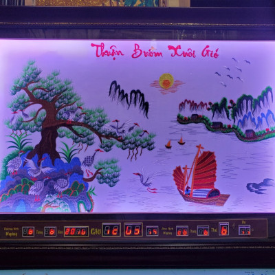 Tranh thêu đèn led + lịch vạn niên,Thuận buồm xuôi gió -2034