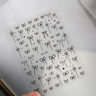 Miếng Dán Móng Tay Hình Nơ Trắng Đen Làm Nail Siêu Xinh, Sticker Nơ Trang Trí Móng Tay Chân 3D Dễ Thương, Nghệ Thuật Nữ Women