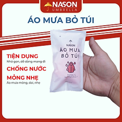 Áo mưa bỏ túi Nason tiện lợi, nhỏ gọn, dễ dàng mang theo, mỏng nhẹ, chống thấm nước - Hàng Chính Hãng