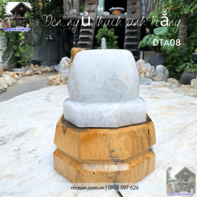 Đèn Ngủ Thạch Anh Trắng NHASAN DTA08 “Sự Kết Hợp Hoàn Hảo Giữa Thẩm Mỹ và Phong Thủy” 8.2kg (KT: 23 x 20 (cm))