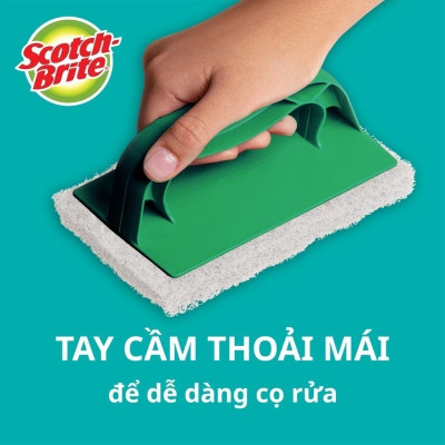 Bàn chải chà sàn (phòng tắm, phòng vệ sinh, ...) 3M Scotch-Brite, siêu sạch, không trầy xước, 8x12x8cm, màu xanh