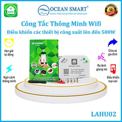 Công Tắc Wifi Lahu, Công Tắc Thông Minh Hẹn Giờ Không Cần Internet RTC HUNONIC, Công Suất Lên Đến 4000W - LAHU