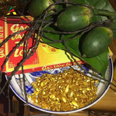 Gạo Vàng Thần Tài - Vật Phẩm Phong Thủy Chiêu Tài Lộc Trên Ban Thờ Thần Tài - Mang May Mắn Cho Ngày Vía Thần Tài Golden Rice