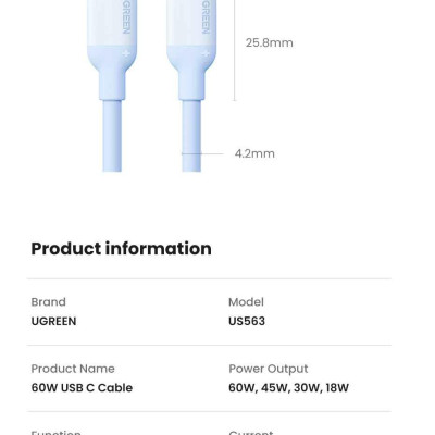 Ugreen UG15283US563TK 60W 1M hỗ trợ QC4.0 3A Cáp sạc nhanh - truyền dữ liệu 2 đầu USB-C c-c dây nhựa Màu Đen - HÀNG CHÍNH HÃNG
