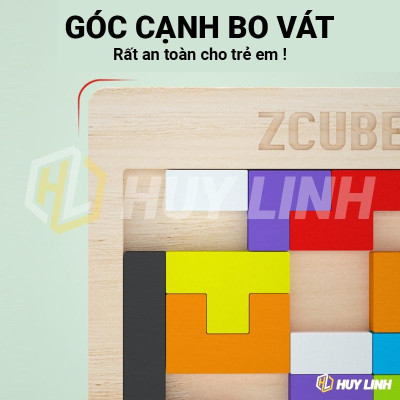Đồ chơi gỗ Montessori HL199 Zcube - Wooden Puzzle Toy Block Game Colorful Bảng xếp hình bằng gỗ Tetris phát triển tư duy