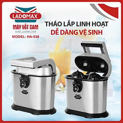 Máy Vắt Cam 2 Đầu Ép LADOMAX HA-938 dành cho quán công suất 1060W motor đồng-Hàng chính hãng