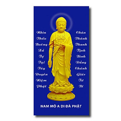 Tranh gỗ treo tường trang trí nhà cửa mẫu phật adida tượng vàng, tam thánh, thích ca mâu ni, Tranh Phật Giáo HPV-133 (30 x 60 cm)