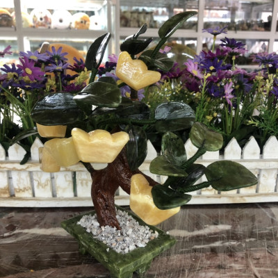 Cây tài lộc thỏi vàng phong thủy đá ngọc hoàng long - Cao 25 cm