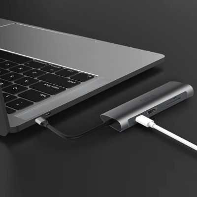  Hub Chia Cổng USB Type C Đa Năng 8 In 1 WiWU Alpha A831HRT Cho Macbook, Laptop, Ipad Tích Hợp 8 Giao Diện - Hàng Chính Hãng