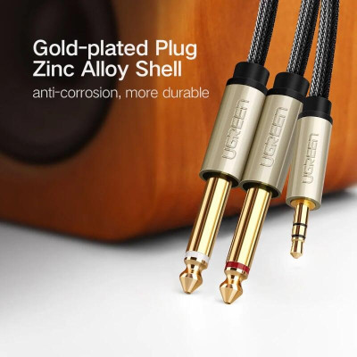 Ugreen UG40790AV126TK 1M Màu Đen Cáp âm thanh 2 đầu 6.5mm dương sang 3.5mm dương cao cấp - HÀNG CHÍNH HÃNG