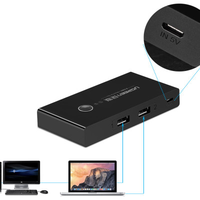 Bộ switch chia cổng USB 3.0 và USB 2.0 2 vào 4 ra UGREEN US216 - Hàng chính hãng