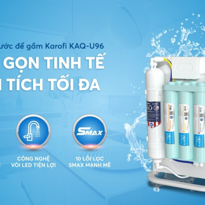 Máy lọc nước Karofi KAQ-U96 10 lõi lọc kết nối điện thoại thông minh, vòi nước hiển thị tình trạng máy - Hàng chính hãng bảo hành 3 năm