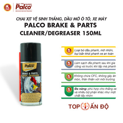 Xịt vệ sinh thắng, dầu mỡ ô tô và xe máy PALCO Brake & Parts Cleaner/Degreaser - Chai 150ml - Nhập khẩu Ấn Độ