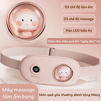 Đai Chườm Nóng Massage Bụng KAW 6 Chế Độ Màn LED Thông Minh, Giảm Đau Bụng Kinh Nhanh Chóng, Làm Ấm Vùng Bụng Vùng Lưng