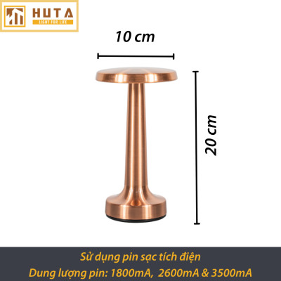 Đèn Bàn Led Quầy Bar HUTA RESDIA2 Cảm Ứng Pin Sạc, Điều Chỉnh Ánh Sáng Trang Trí Nhà Hàng Quán Cà Phê Bàn Ăn Lounge Quán Bar