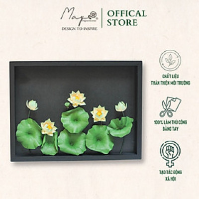 Tranh hoa giấy handmade trang trí cao cấp VIETNAM LOTUS 30x40cm - Maypaperflower Hoa giấy nghệ thuật