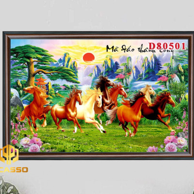Tranh kính Bát mã tung hoành D602 44 (Được chọn mẫu)