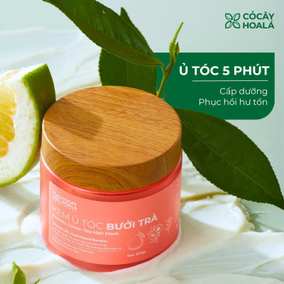 Kem Ủ Tóc Bưởi Trà Cỏ Cây Hoa Lá - Bổ Sung Keratin Thủy Phân Siêu Dưỡng Phục Hồi Tóc Hư Tổn 200g