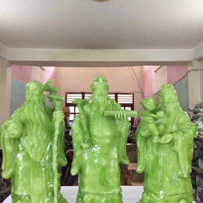 Bộ tượng Phước Lộc Thọ CTT4 size đại 19 x 13.4 x 39cm mạ vàng hoặc màu xanh lựa chọn