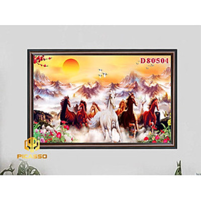 Tranh kính Bát mã tung hoành D602 31 (Được chọn mẫu)