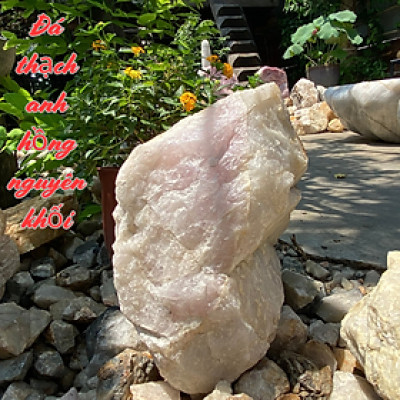 Đá thạch anh hồng nguyên khối NHASAN đá phong thủy tự nhiên trấn trạch