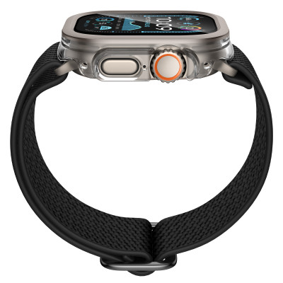 Ốp Case PC Mặt Kính Cường Lực Trong Suốt Viền Màu cho Apple Watch Ultra 1/2 49mm - Hàng Chính Hãng