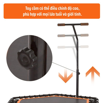 BG Sàn nhún  TRAMPOLINE 50INCH PINK, Đệm bật nhún cao cấp có tay cầm dành cho mọi lứa tuổi  (hàng nhập khẩu)