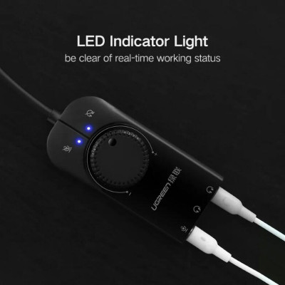 Ugreen UG40964CM129TK 15CM màu Đen Bộ chuyển USB 2.0 sang Loa + MIC chuẩn 3.5mm có điều khiển - HÀNG CHÍNH HÃNG