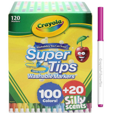 Hộp 120 Bút Lông Màu Super Tips - Dễ Tẩy Rửa - Crayola 585120