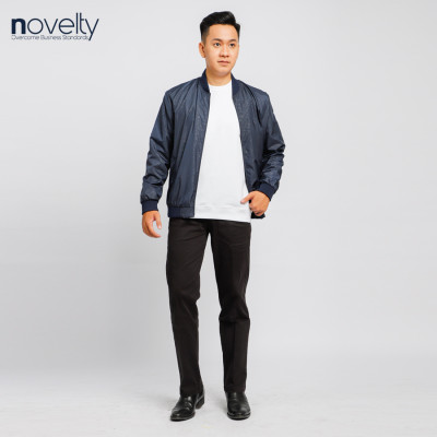 Áo jacket nam không nón họa tiết in chìm kháng nước Novelty xanh đen 2203372