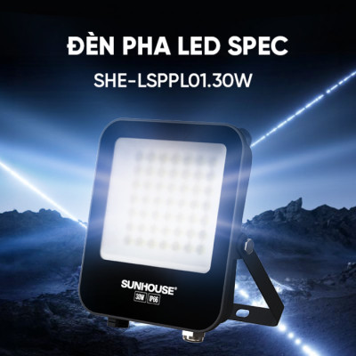 Đèn pha LED SUNHOUSE Spec SHE-LSPPL01.30W Sử dụng Chip LED ,Tuổi thọ 25.000 giờ, chuẩn IP66, chống nước