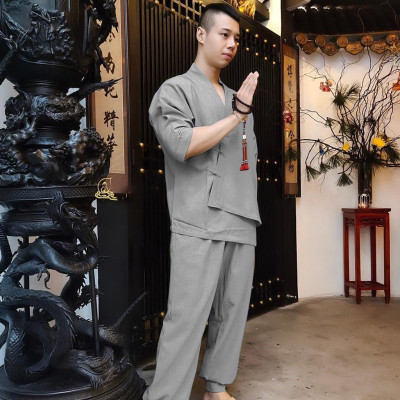 ĐỒ LAM ĐI CHÙA Set Nam Cao Cấp  Vạt Xéo