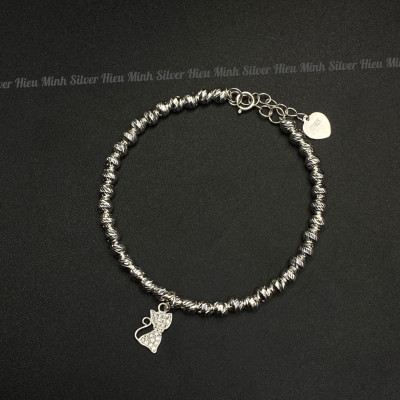 Lắc Tay Nữ Bạc Ta Charm Mèo Xinh BẠC HIỂU MINH LTU634