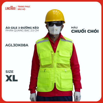 Áo Gile Kỹ Sư, Giám Sát Công Trình, Bảo Hộ Lao Động, 3 Đường Kéo, 6 Túi - Mã AGL3DK08A