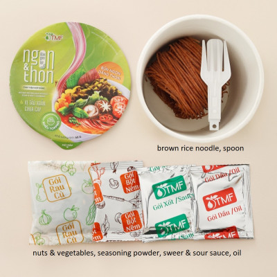 Thùng 24 ly bún gạo lứt ăn liền NGON & THON - Vị tảo xoắn chua cay