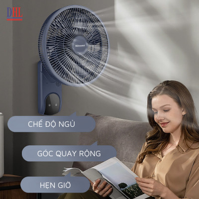 Quạt treo tường điện tử Mitomo FTT-60HE, sử dụng bạc đạn hoạt động siêu êm, công suất 60W mạnh mẽ - Hàng chính hãng