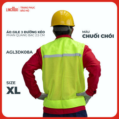 Áo Gile Kỹ Sư, Giám Sát Công Trình, Bảo Hộ Lao Động, 3 Đường Kéo, 6 Túi - Mã AGL3DK08A