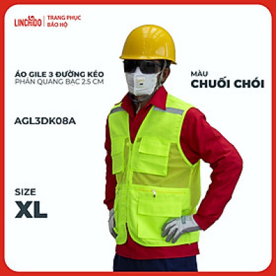Áo Gile Kỹ Sư, Giám Sát Công Trình, Bảo Hộ Lao Động, 3 Đường Kéo, 6 Túi - Mã AGL3DK08A