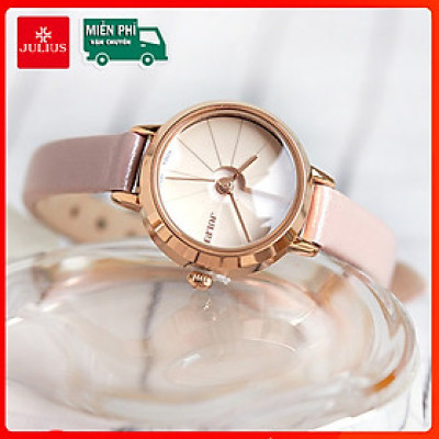 Đồng Hồ Nữ Julius Hàn Quốc JA979C Dây Da Cá TÍnh Màu Hồng