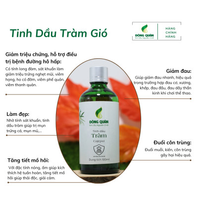 Tinh Dầu Tràm Nguyên Chất Đông Quân Lành Tính, Có Tác Dụng Giữ Ấm Cơ Thể, Phòng Tránh Cảm Mạo, An Toàn Cho Trẻ Nhỏ 100ml/lọ