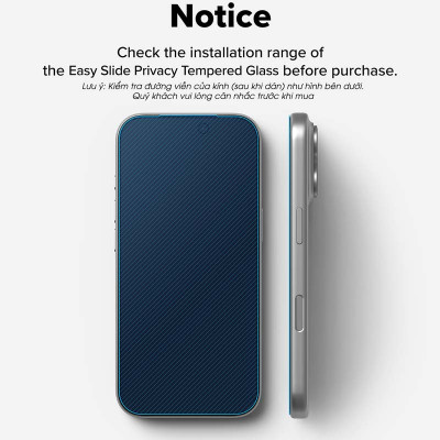 [Combo 2] Dán cường lực chống nhìn trộm cho iPhone 17 Pro Max / 17 Pro / 17 / Air RINGKE Easy Slide Privacy Tempered Glass - Hàng Chính Hãng