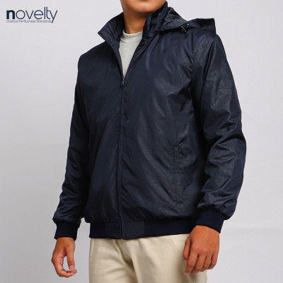 Áo jacket nam in chìm nón rời Novelty xanh đen 2203172