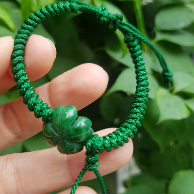 Vòng Đeo Tay Nữ Kiểu Dây Xanh Cỏ 4 lá Xanh mới lạ đẹp lắm à nha Chất liệu đá cẩm thạch xanh lá cỏ thắt dây kiểu xanh xanh rẻ đẹp lắm à nhen Nữ mệnh Mộc Hỏa Thủy đeo tay may mắn tăng đưa rút chỉnh theo tay lớn nhỏ được hết đẹp lắm à nha