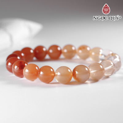 Vòng đá mã não nam hồng nhạt đến đậm hạt 10mm mệnh hỏa thổ - Ngọc Quý