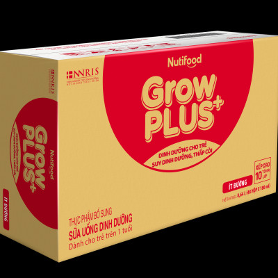 Thùng SBPS Nutifood GrowPLUS+ Suy Dinh Dưỡng Ít đường - Tăng Cân, Tăng Chiều Cao (48 Hộp x 180ml)